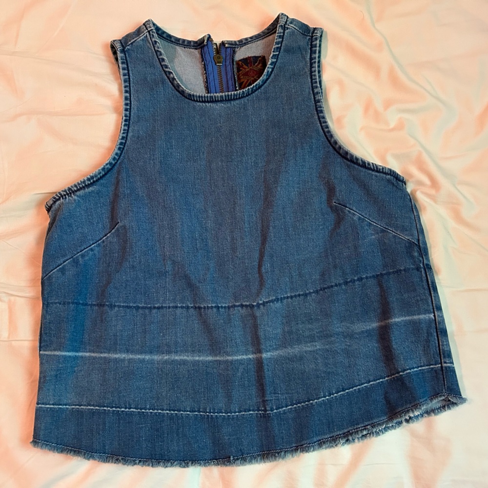 Blue Denim Cropped Tank Top